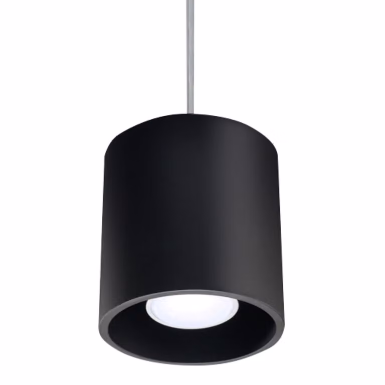 Lámpara de techo moderna Sollux Lighting en aluminio negro, forma cilíndrica, Altura: 110 cm