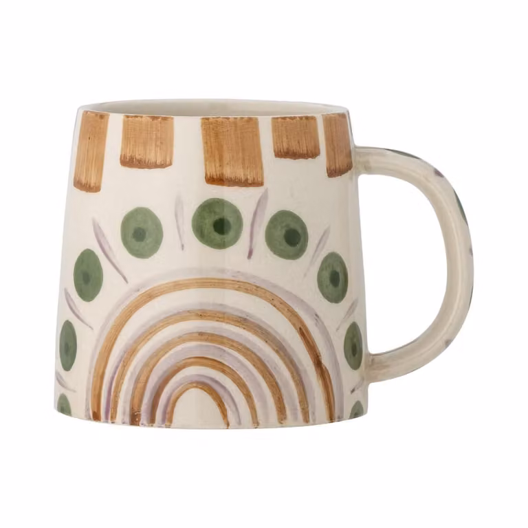 Set de 6 tazas de gres Bloomingville Shama en colores verde y multicolor