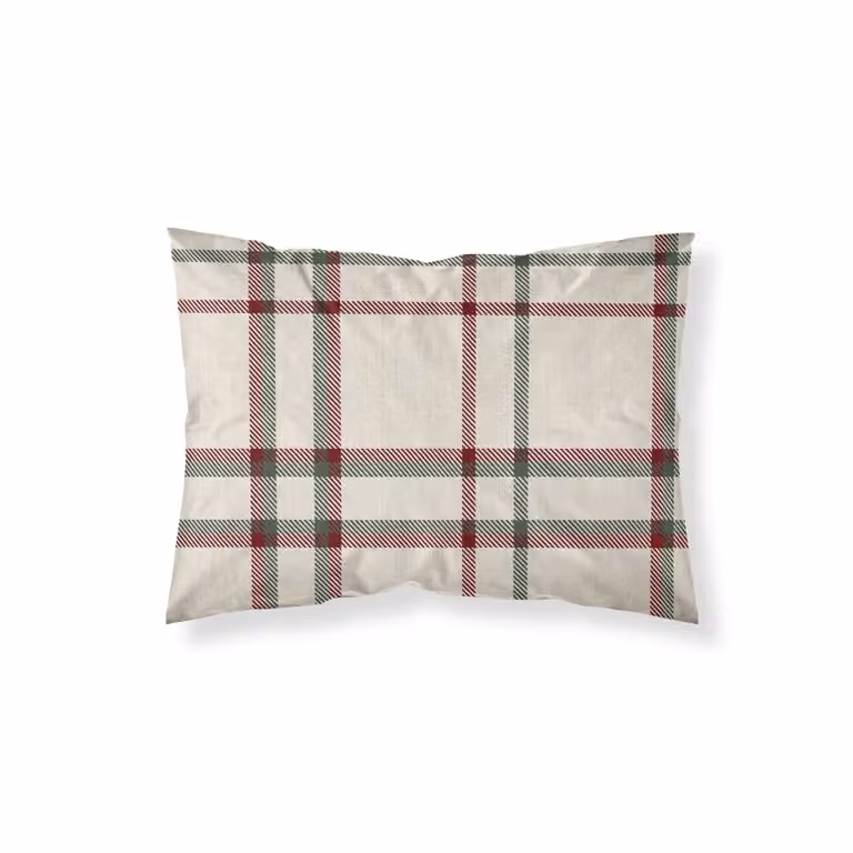 Funda de almohada Muare Home multicolor beige con diseño de cuadros para adultos, 45 x 110 cm