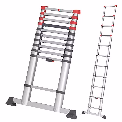 Escalera telescópica Hailo Flexline 260 de aluminio color plateado