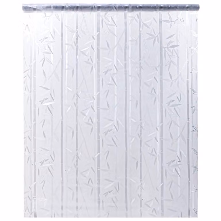 Lámina de ventana esmerilada vidaXL con patrón de bambú en PVC blanco y transparente, An: 90 cm, Al: 500 cm