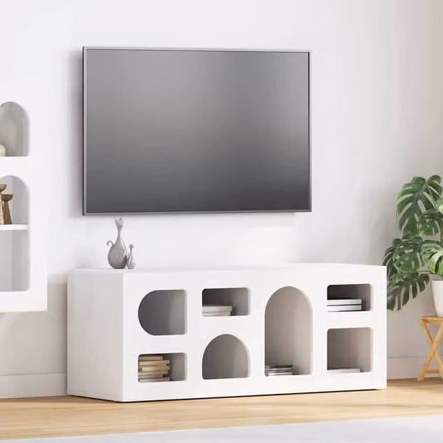 Mueble de TV Elst Maison Exclusive de color blanco con acabado mate y An/P/Al: 100 x 35 x 40 cm