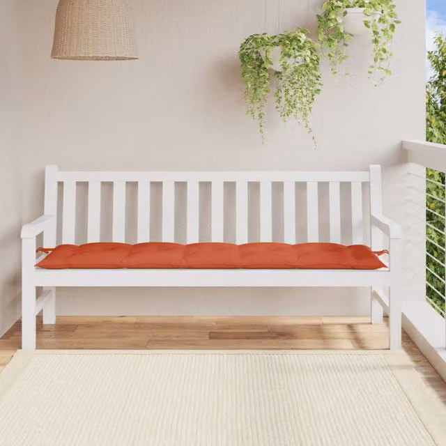 Cojín para banco de jardín SYFAX en color rojo melange, fabricado en poliéster resistente a los rayos UV, An/P/Al: 180 x 50 x 7 cm