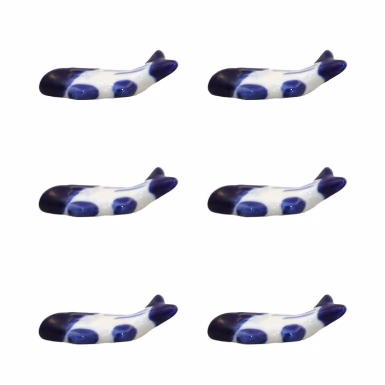 Set de 6 cuchillos para carne Aulica con bloque de porcelana azul