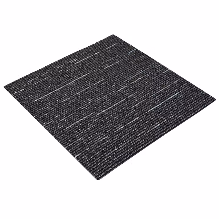 Set de 20 azulejos de alfombra modernos con diseño de rayas negras de la marca vidaXL, fabricados en polipropileno con pelo en bucle, An/P: 50 x 50 cm
