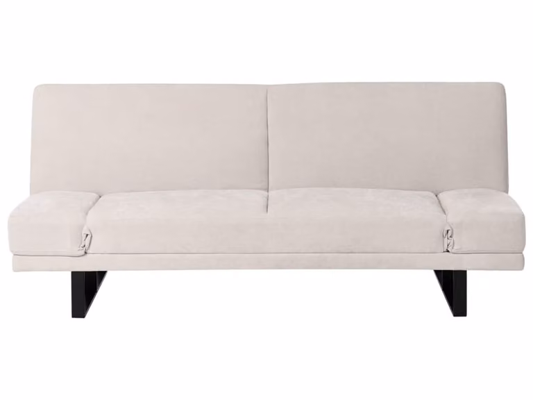 Sofá cama Beliani de 2 plazas con sistema click clack en color beige y tapizado de tela para salón