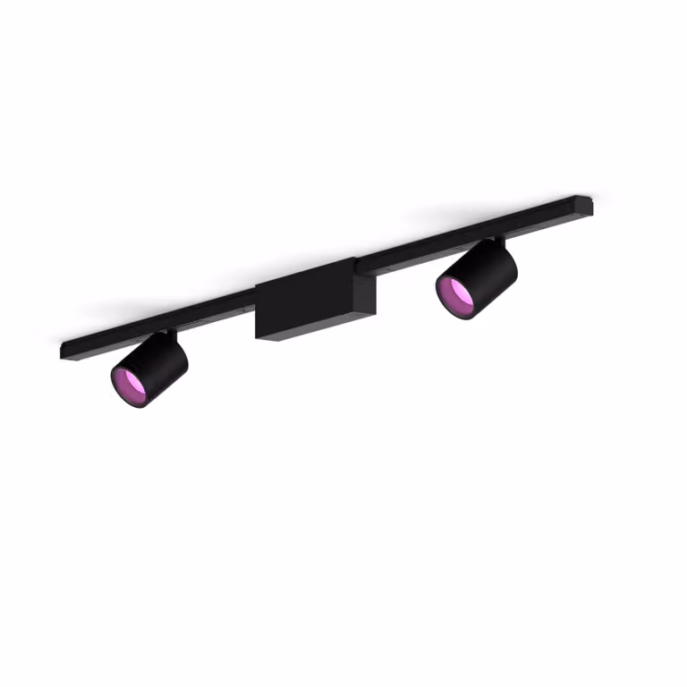 Kit de base de techo recto Philips Hue con 2 focos en color negro y material metálico de estilo moderno