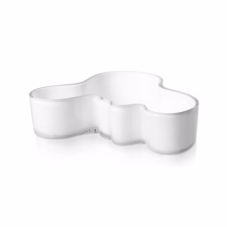 Bol de cristal Iittala Alvar Aalto blanco An/P/Al: 19,5 x 19,5 x 5 cm
