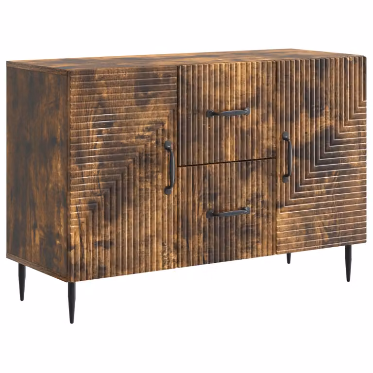 Aparador vidaXL de estilo vintage en color roble ahumado y acabado mate, fabricado en madera de ingeniería MDF, An/P/Al: 89 x 34,5 x 60 cm