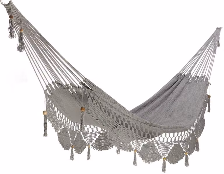 Hamaca de algodón Hamac del sol estilo boho en color gris para adultos