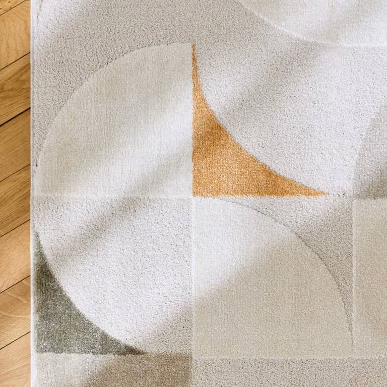 Alfombra interior retro SWEEEK en beige y naranja, An/P: 230 x 160 cm
