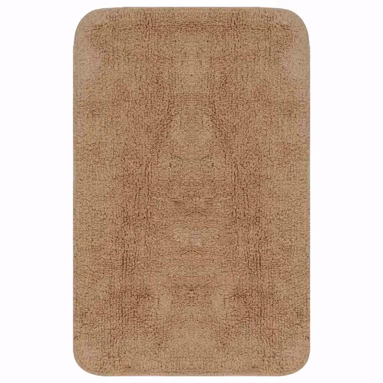 Conjunto de 3 alfombrillas de baño de algodón vidaXL en color beige con base antideslizante y diseño minimalista