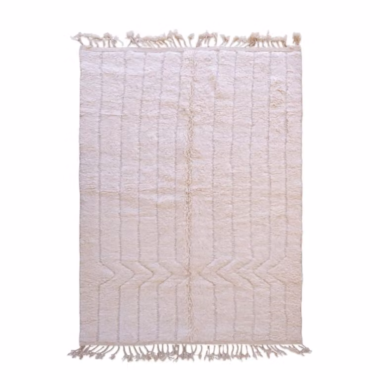 Alfombra bereber marroquí de lana blanca AFK Living An/P: 177 x 262 cm