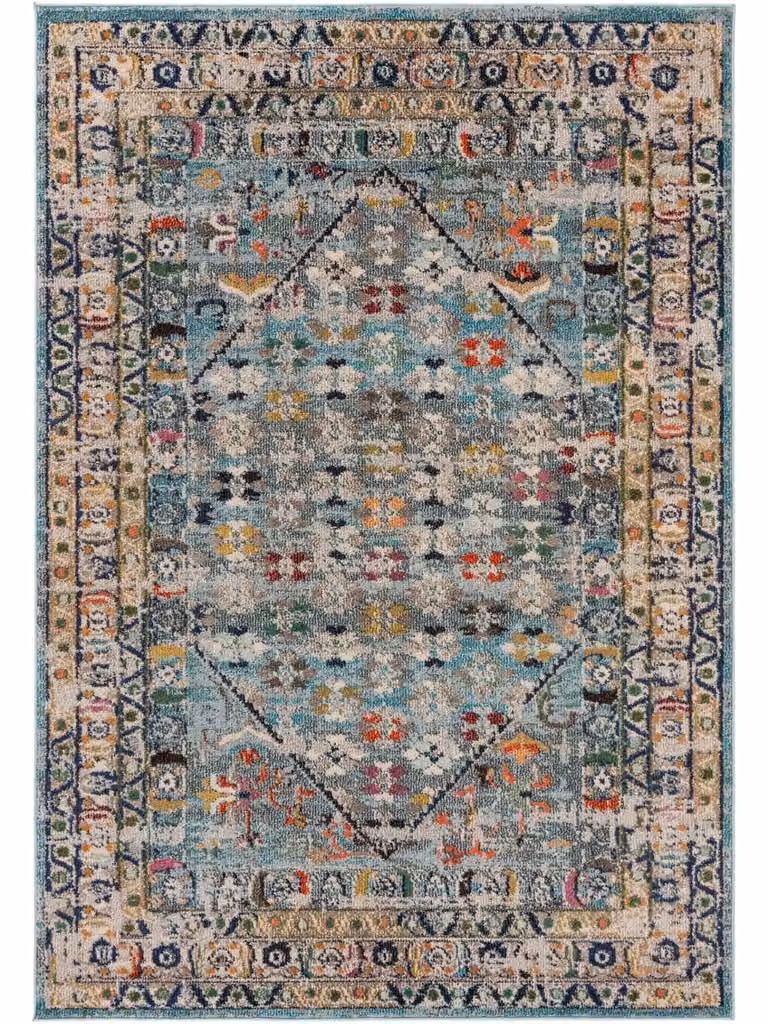 Alfombra patchwork rectangular Benuta en azul y multicolor, An/P: 300 x 400 cm