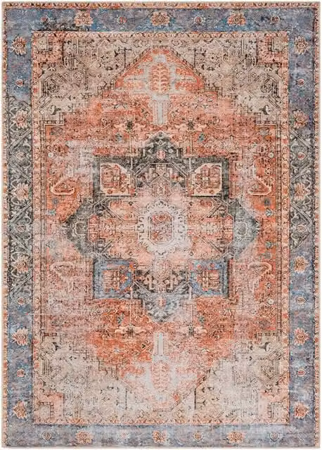 Alfombra vintage lavable Livabliss de estilo oriental en rojo y azul, An: 200 cm, Al: 275 cm