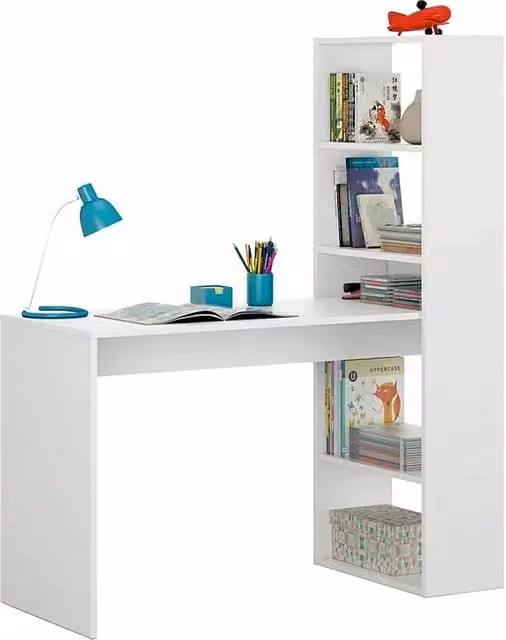 Escritorio con estantería Duplo Gio Plus color blanco An/P/Al: 120 x 53 x 144 cm