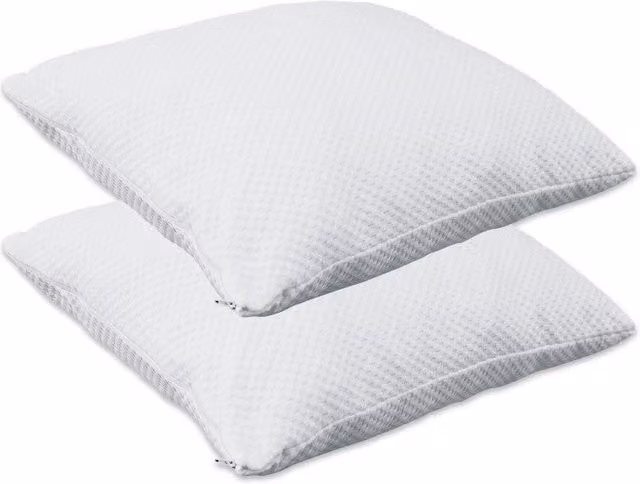 Juego de 2 almohadas de espuma viscoelástica Herzberg blancas de 50 x 70 cm con funda lavable y transpirable