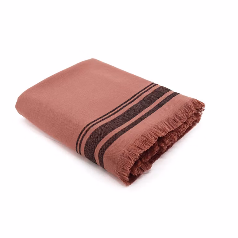 Toalla Fouta XXL de Algodón FARO en Terracotta y Negro, An/P: 180 x 200 cm
