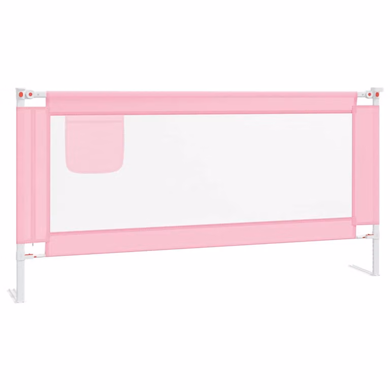 Barandilla de seguridad extensible para cama infantil vidaXL en color rosa, textil y metal, An/P/Al: 180 x 25 x 18 cm