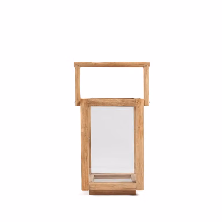 Portavelas de madera de Bazar Bizar en color marrón y beige, diseño clásico rectangular para velas de pilar, An/P/Al: 28 x 28 x 43 cm