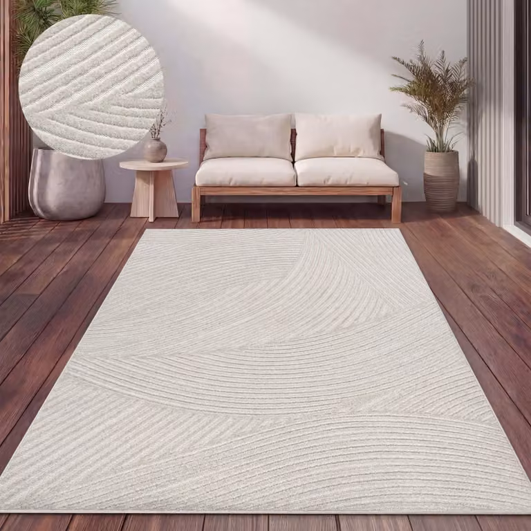 Alfombra Paco Home de estilo escandinavo bohemio para exterior o interior, color beige y verde, An/P: 120 x 160 cm