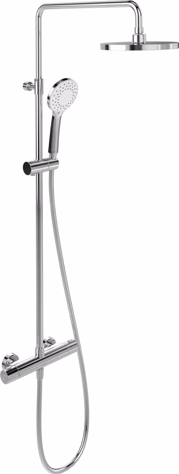 Sistema de ducha universal Villeroy & Boch con tres funciones de lluvia, masaje y chorro, montaje en pared, acabado cromo plata