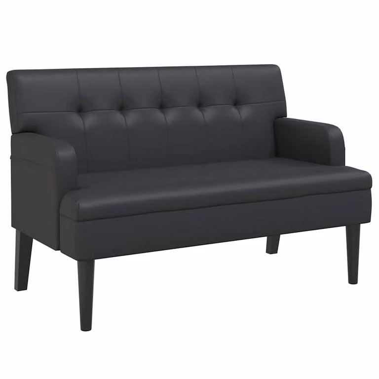 vidaXL Banco con respaldo en cuero sintético negro An/P/Al: 112 x 65,5 x 75 cm