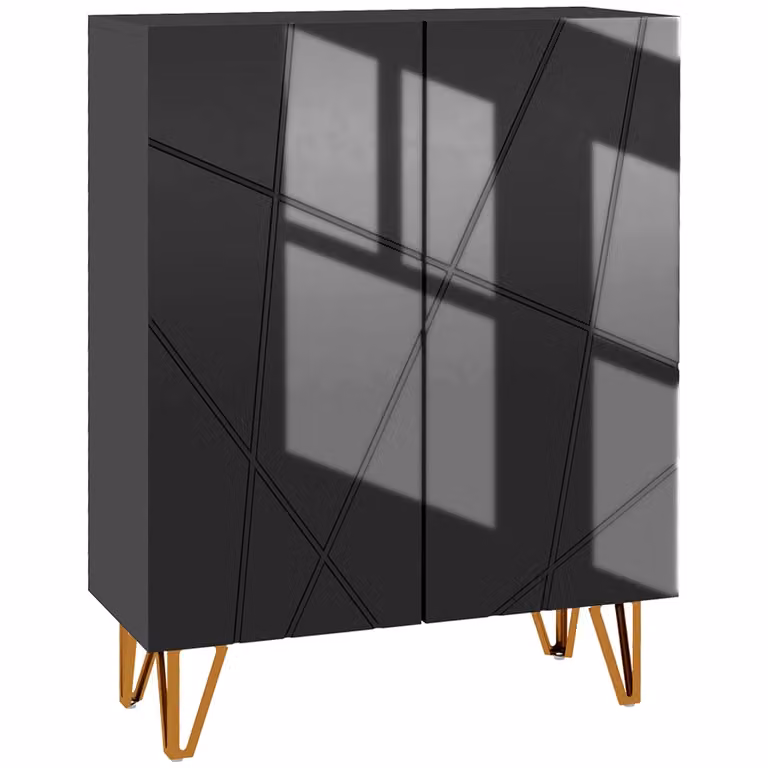 Mueble zapatero Homcom moderno en negro y dorado con puertas de cierre suave, An/P/Al: 72 x 31,5 x 95 cm