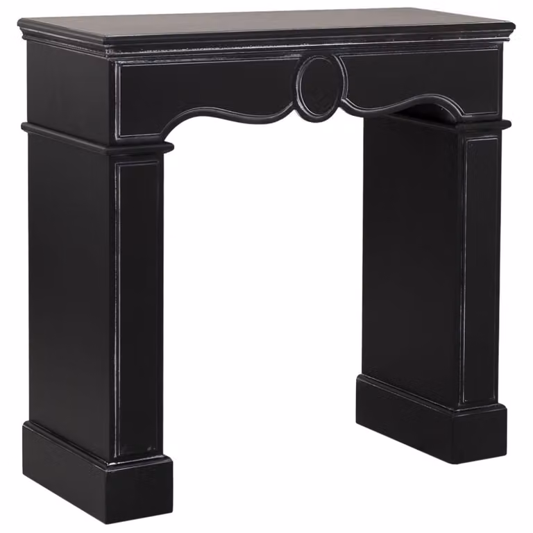 Marco de chimenea de madera Wanderlust deco estilo art deco en negro y plata, An/P/Al: 100 x 40 x 100 cm