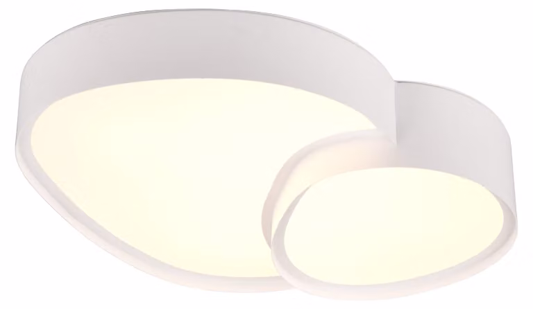 Lámpara de techo LED Trio Rise blanca con regulación de intensidad y temperatura de color CCT, mando a distancia y función de luz nocturna