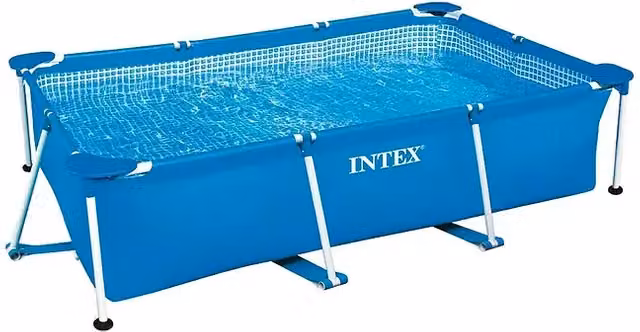 Piscina rectangular tubular Intex Small Frame azul de PVC y acero, capacidad 3.834 l, Al x An x P: 300 x 200 x 75 cm