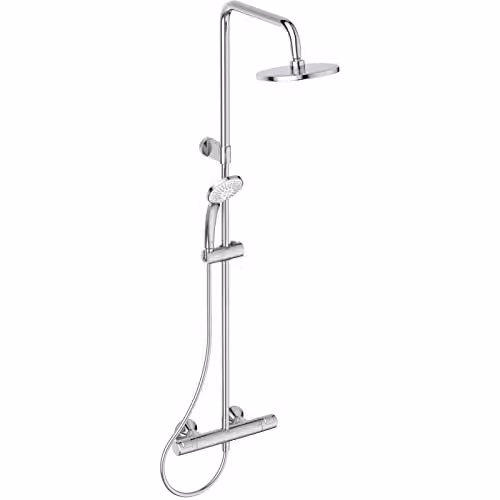 Sistema de ducha Ideal Standard Ceratherm T25 con termostato, cabezal de lluvia y ducha de mano, acabado cromado, An/P/Al: 31,5 x 3,6 x 31,5 cm