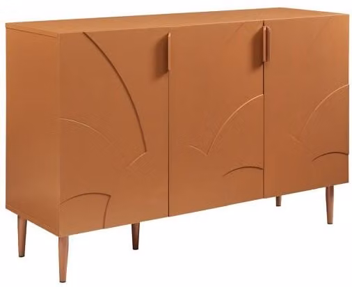 Aparador Starvili de 3 puertas en MDF y metal de en.casa, color óxido, An/P/Al: 115 x 38 x 75 cm