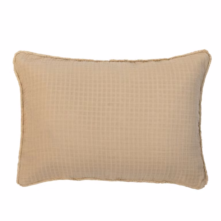 Funda de cojín rectangular de gasa de algodón Maison d'été color terracota y beige, An/P: 50 x 70 cm