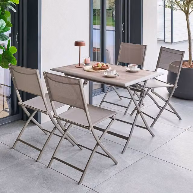 Mesa de jardín plegable Azua de Hesperide, 4 plazas, color marrón, An: 110 cm, P: 71 cm