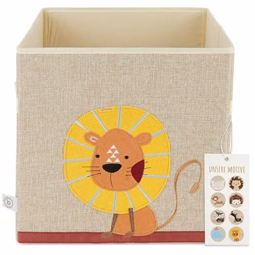 Organizador de juguetes Bieco de tela plegable con asas para niños en colores beige, arena y amarillo, An/P/Al: 33 x 36 x 33 cm