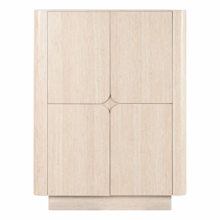 Armario de madera NIYLO con acabado símil travertino en color beige, An/P/Al: 100 x 40 x 134 cm
