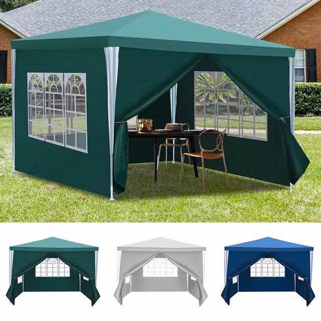 Carpa para fiestas Wolketon impermeable con protección UV en color verde para jardín, An/P/Al: 300 x 300 x 250 cm