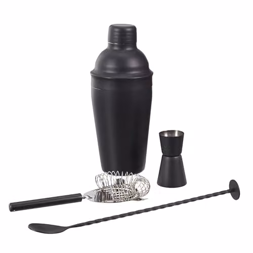Set de coctelería de 4 accesorios con shaker de acero inoxidable color negro de COOK CONCEPT