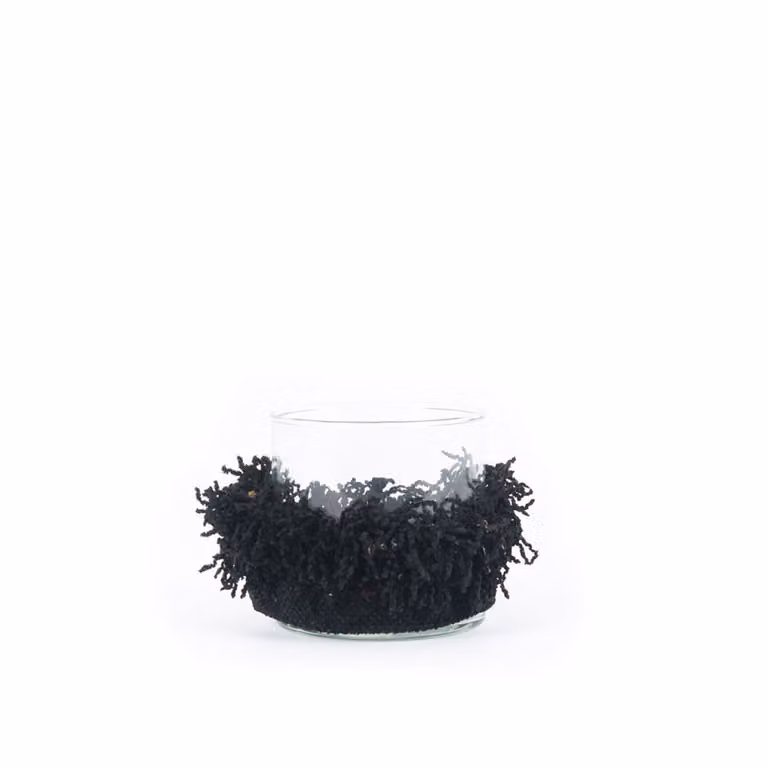 Portavelas de terciopelo negro Bazar Bizar para tealight An/An/Al: 8 x 8 x 8 cm