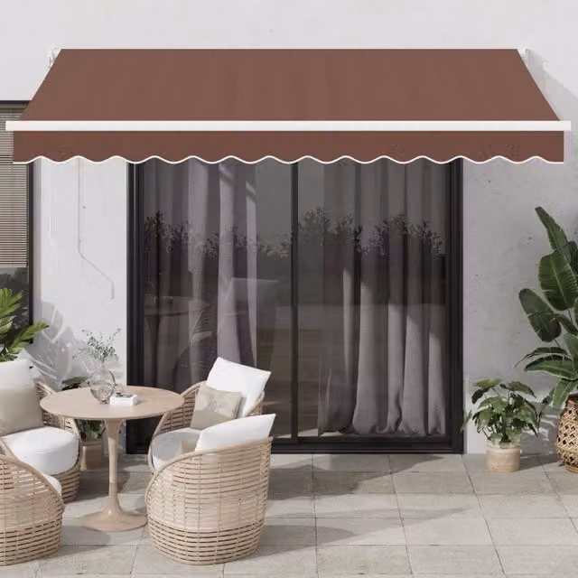 Toldo retráctil manual Maison exclusive de aluminio y poliéster color marrón An/P: 350 x 250 cm