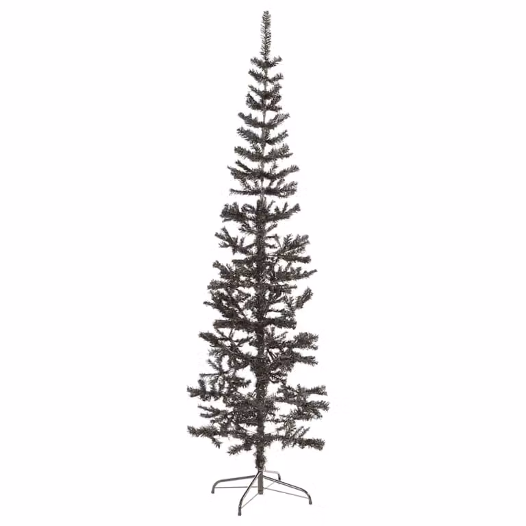 Árbol de Navidad delgado vidaXL de color negro con altura de 210 cm