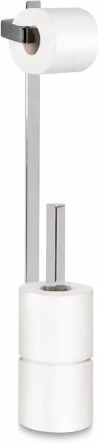 Portarrollos de pared adhesivo con portarrollos de reserva Milán Beltrán en color plata de metal