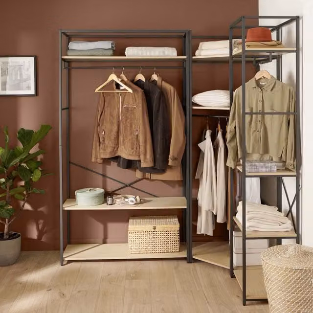 Conjunto de 3 percheros modernos Mob-In de madera y metal An/P/Al: 180 x 40 x 200 cm