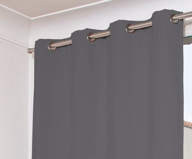 Cortina Opaca Total Moondream LumenControl de Terciopelo Gris con Ollaos An: 135 cm, Al: 250 cm