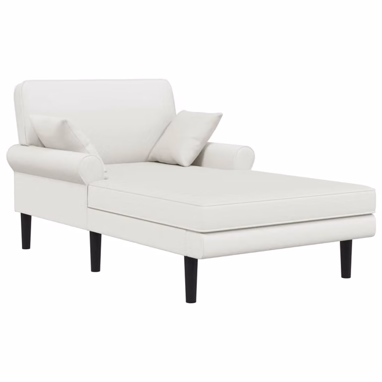 Chaise longue moderna vidaXL en color blanco con tapicería de cuero sintético y forma en L para tu salón