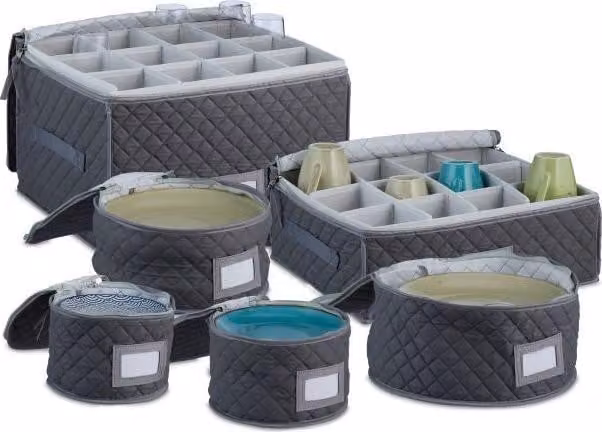 Pack de 6 cajas de almacenamiento Northix con tapa en color gris para cocina