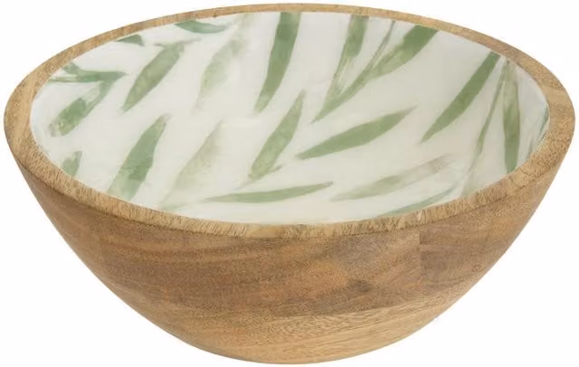 Ensaladera Inaya de Atmosphera con mango de madera en color verde oliva, Diámetro: 19 cm