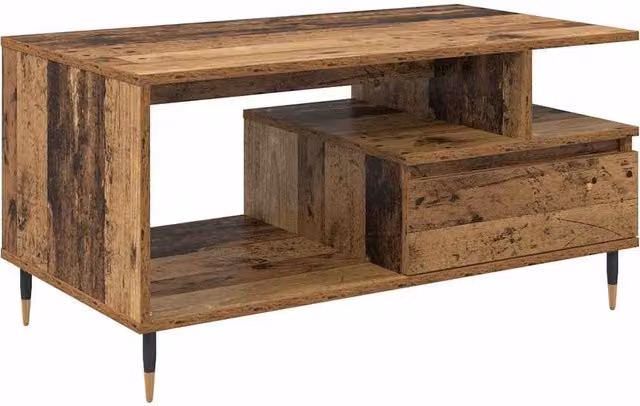 Mesa de café rectangular SYFAX en madera de ingeniería y metal color marrón An/P/Al: 90 x 49 x 45 cm