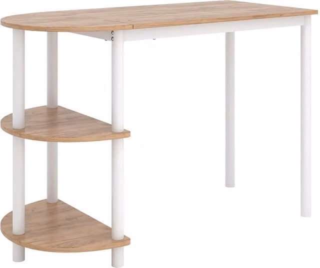Mesa de cocina y comedor Vicco Freetown en color blanco y oro con estantes abiertos, An: 110 cm, P: 50 cm